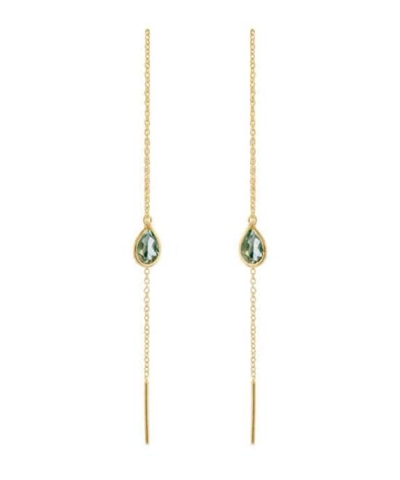 SUSANNE FRISS BJØRNER SØLV FORGYLDT ØRERINGE GRØN KVARTS - 5560-2-107