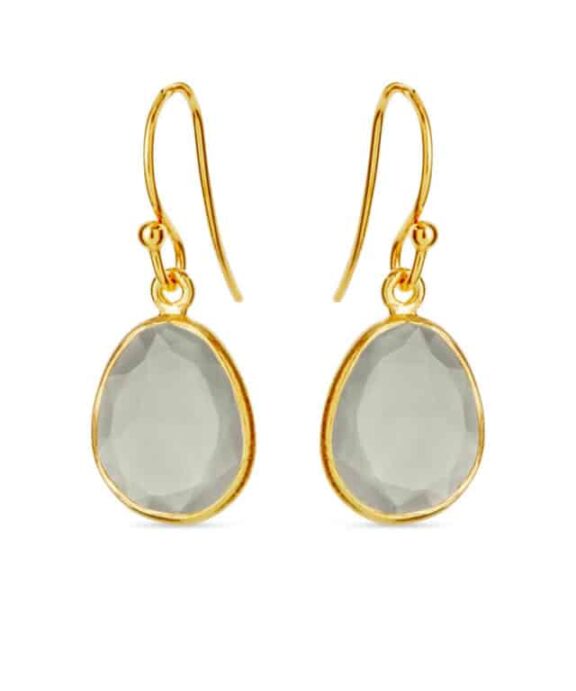 SUSANNE FRISS BJØRNER SØLV FORGYLDT ØRERINGE MED MÅNESTEN - 5568-2-123