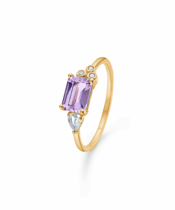 MADS Z LAVENDER RING 14 KARAT MED PINK AMETYST OG DIAMANTER-1546110