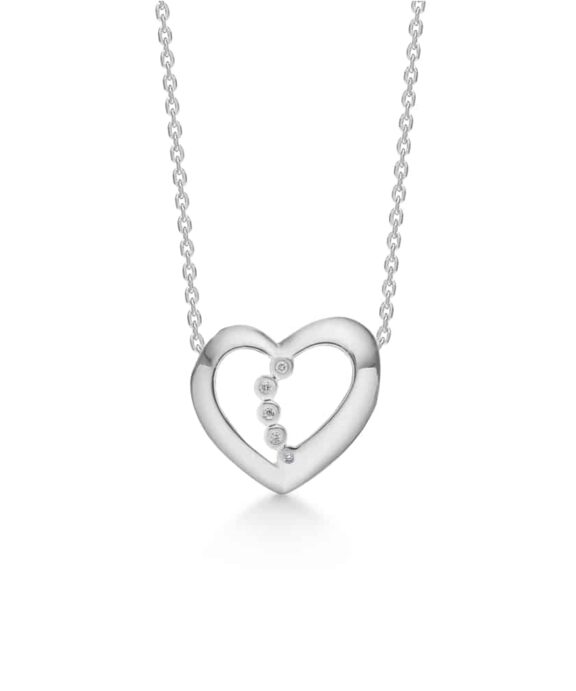 MADS Z 14 KARAT HVIDGULD HJERTE MED BRILLANTER I ALT 0,017 CARAT - 1621055