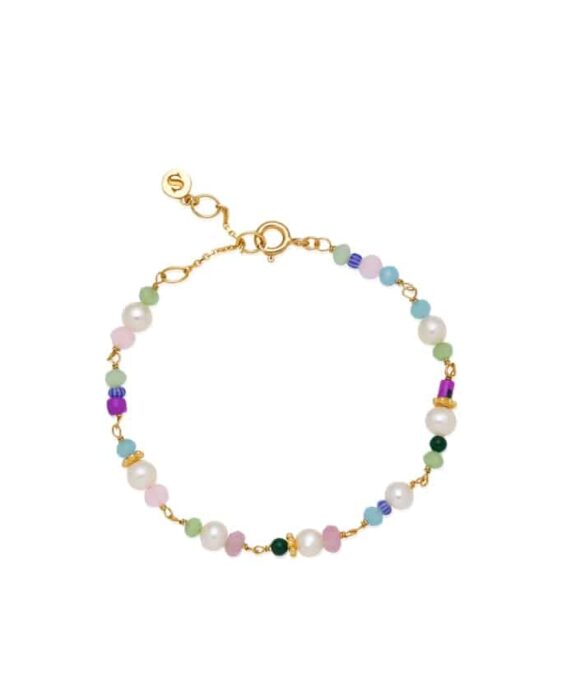 SISTIE SIMONA ARMÅND SØLV FORGYLDT MED MIX AF STEN - Z3048GS