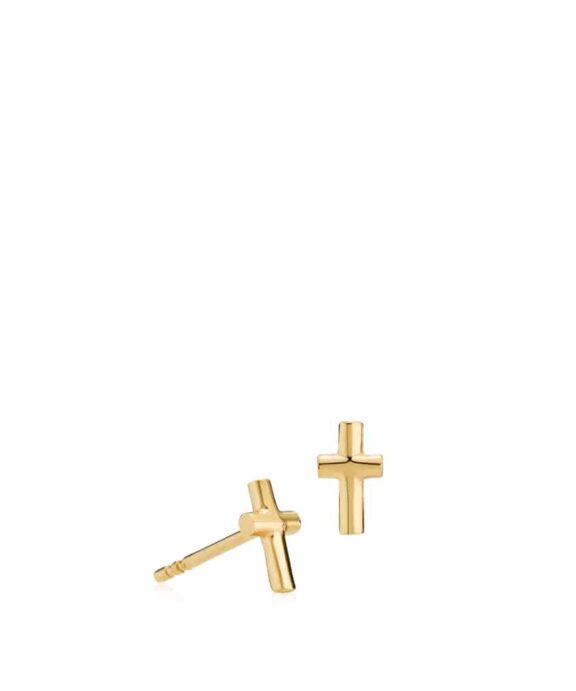 SISTIE BELIEVE ØRERINGE SØLV FORGYLDT KORS -  Z1173GS