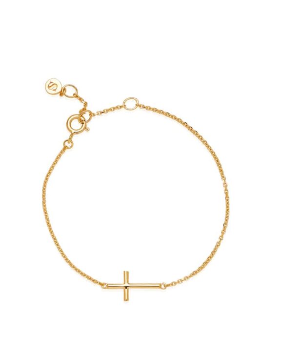 SISTIE BELIEVER ARMBÅND SØLV FORGYLDT KORS -  Z3043GS