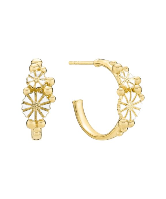 LUND COPENHAGEN ØRERINGE SØLV FORGYLDT CREOL MARGUERITTE - 9095068-4-M