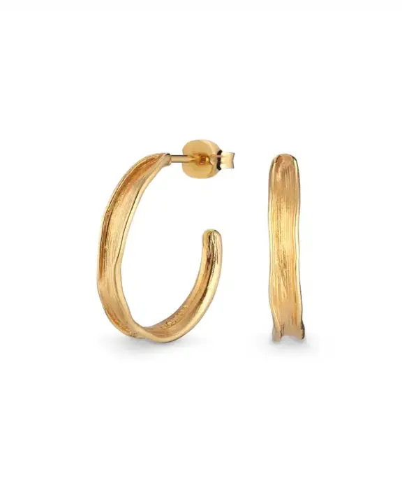 FLORA DANICA GRÆS SØLV FORGYLDTE ØRERINGE - GR-HoPc-G