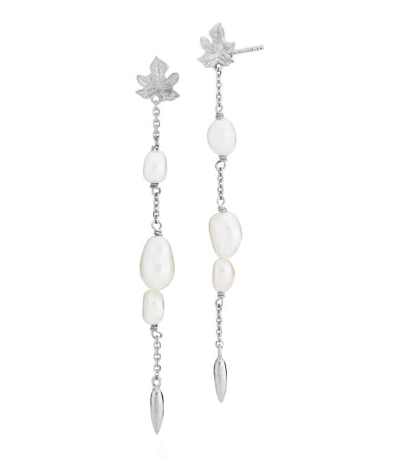 IZABEL CAMILLE CALEY SØLV ØRERINGE MED PERLER OG BLAD - A1781SWS