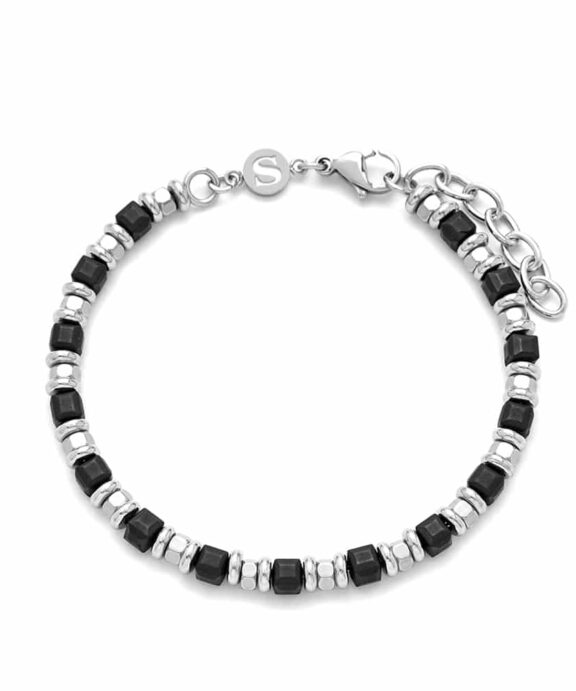 SAMIE ARMBÅND MED MIX AF HÆMATIT OG STÅL - X3008SWSBLACK