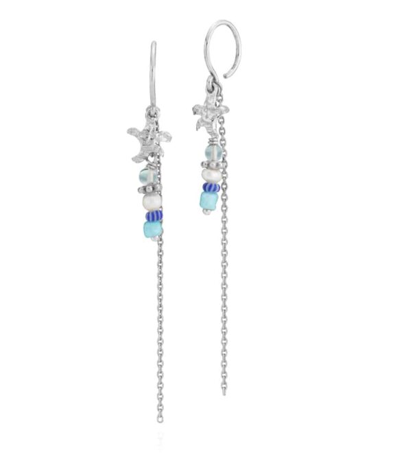 SISTIE BEACH ØRERINGE SØLV MED  MIX AF STEN - Z1186SWS