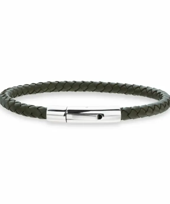 SCROUPLES FORCE HERREARMBÅND I GRØNT FLETTET LÆDER - 03381A,M