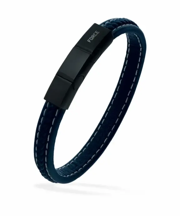 SCROUPLES FORCE HERRE ARMBÅND I BLÅT LÆDER - 03451A,M