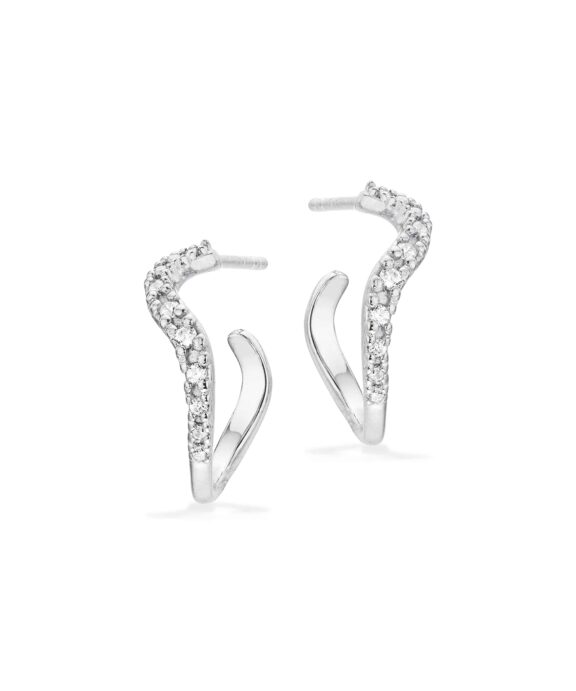 SCROUPLES SØLV ØRERINGE HALV CREOL SNOET MED ZIRKONER - 159452