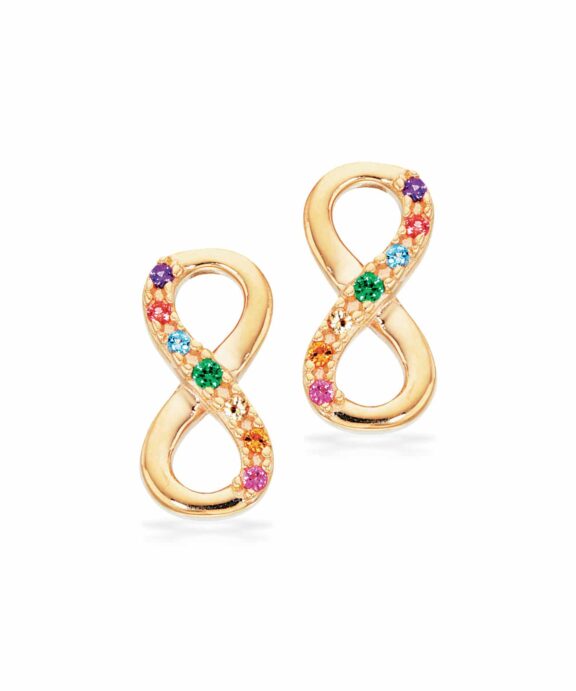 SCROUPLES SOHO SØLV FORGYLDTE ØRERINGE UENDELIGHEDSTEGN MED RAINBOW -159592