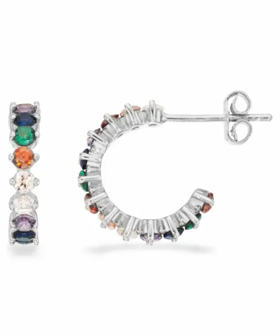 SCROUPLES SOHO SØLV ØRERINGE MED RAINBOW FARVET ZIRKONER - 159902