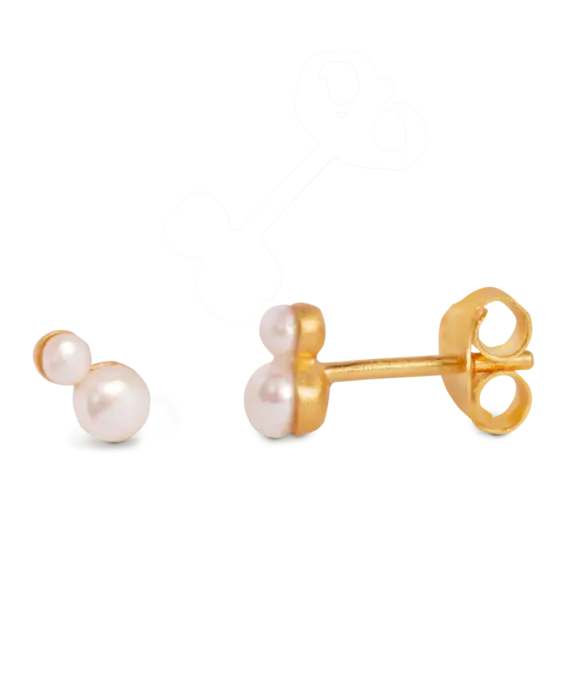 BYBIEHL SØLV FORGYLDT ØRERINGE PEARL - 4-037WP-GP