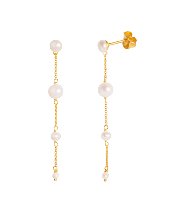 BYBIEHL AURA FORGYLDT SØLV ØRERINGE MED PERLER- 4-3903WP-GP