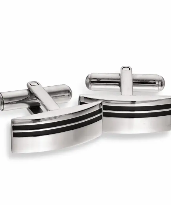 SCROUPLES STÅL MANCHETKNAPPER MED ONYX- 821731