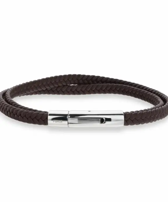 SCROUPLES FORCE HERREARMBÅND MED BRUN LÆDER 21 CM - 03441A,M