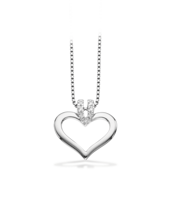 SCROUPLES 14 KT  HVIDGULDS KÆDE M HJERTE- 211586