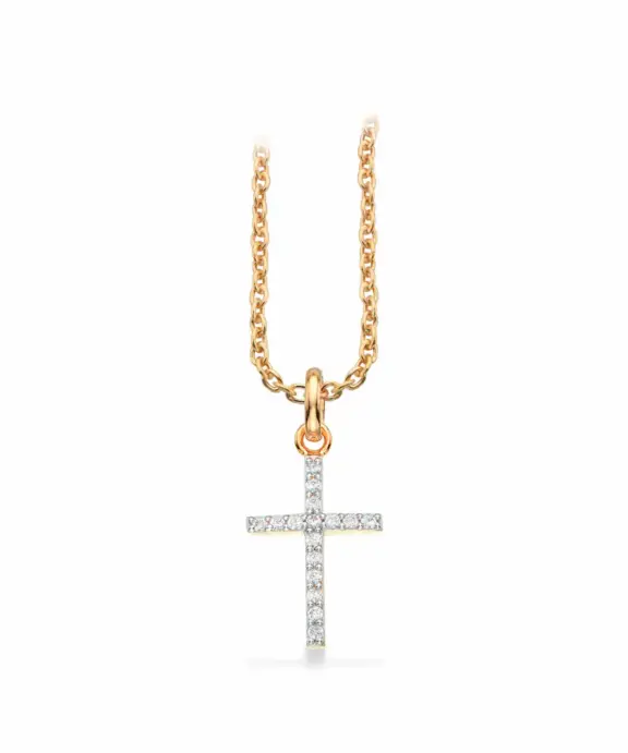 SCROUPLES HALÆSKÆDE KORS 8 KARAT GULD MED ZIRKONIA - 213603