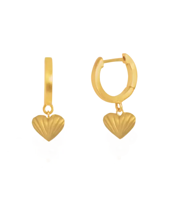 BYBIEHL ØRERINGE SØLV FORGYLDT HJERTE HOOP - 4-4503-GP