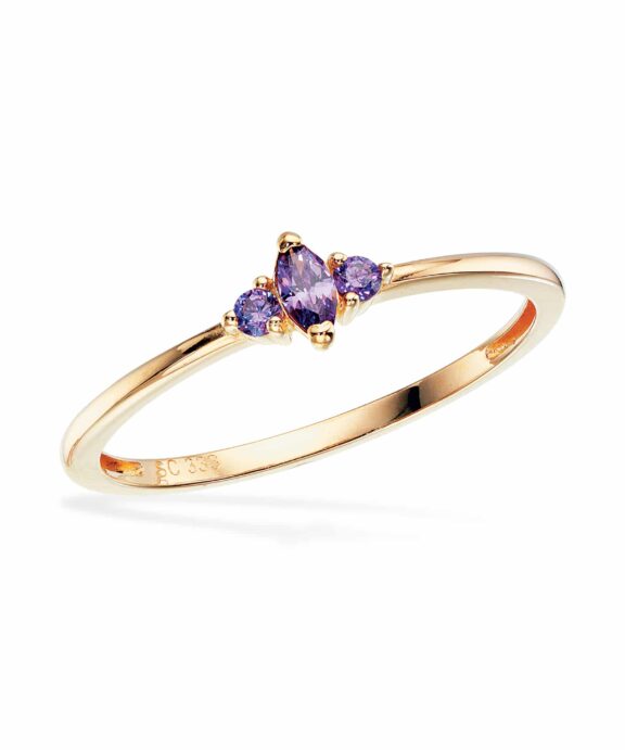 SCROUPLES RING 8 KARAT GULD MED LILLA ZIRKONIA - 713473