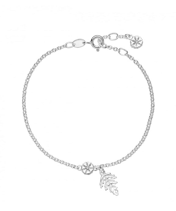 LUND COPENHAGEN ARMBÅND SØLV MED MARGUERIT OG BLAD - 9015033-H