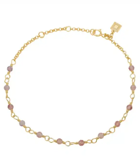 CARRÉ SØLV FORGYLDT ARMBÅND MED CHERRY KVARTS - FB 4456 CQ 16+1,5+1,5CM