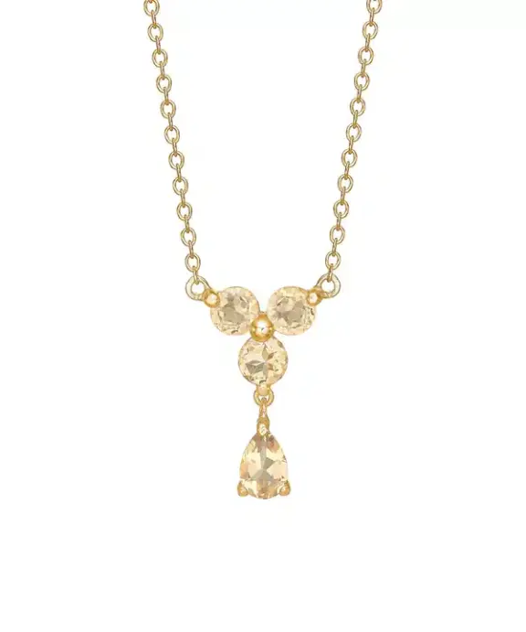 CARRÉ OLALLA SØLV FORGYLDT HALSKÆDE CHAMPAGNE KVARTS - FC 4438 CHQ 39+2,5+2,5CM