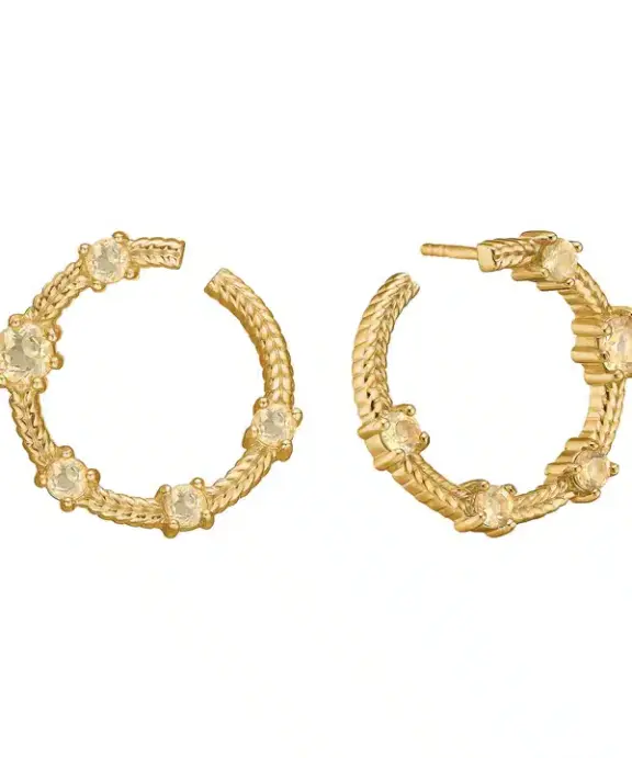 CARRÈ OLALLA ØRERINGE SØLV FORGYLDT MED KVARTS - FS 4440 CHQ