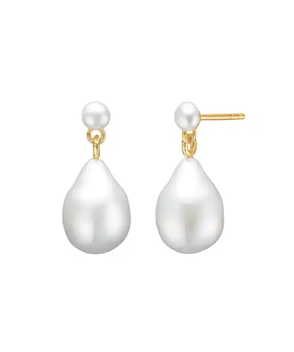 CARRÉ ØRERINGE SØLV FORGYLDT MED PERLE - FS 4463 BI-BI