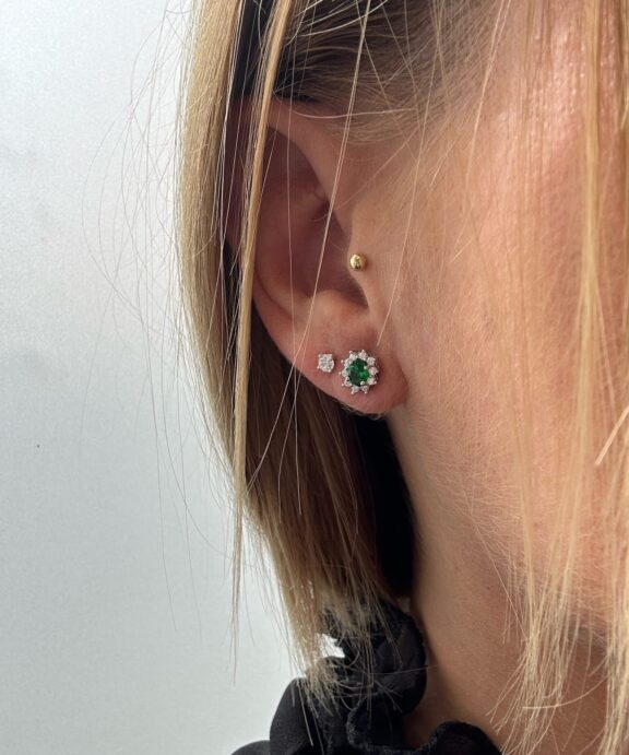 CHRISTOFFERSEN JEWLLERY SØLV ØRERINGE MED GRØN ZIRKONIA - 3070256-16