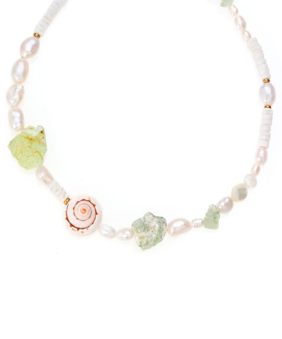 SISTIE SILKE HALSKÆDE FORGYDLT SØLV MED PERLER - Z2044GS