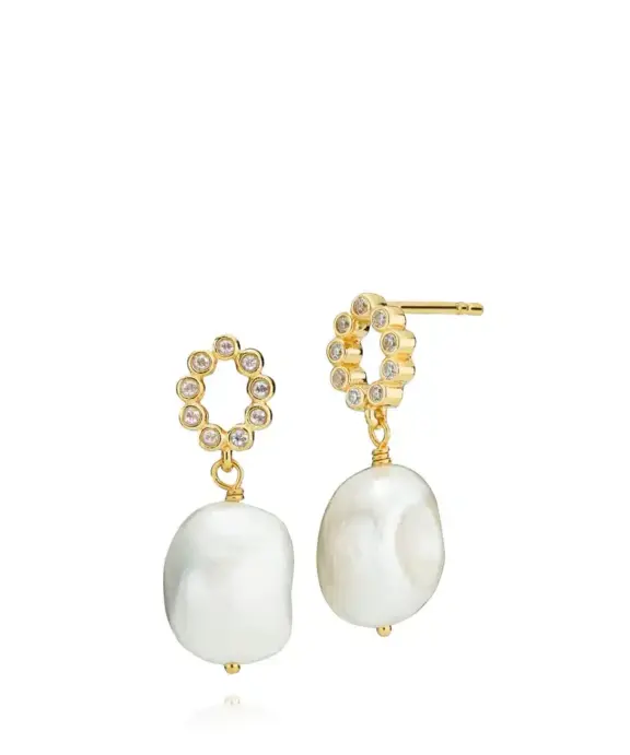 IZABEL CAMILLE LEONORA ØRERING SØLV FORGYLDT MED PERLE - A1791GSWHITE
