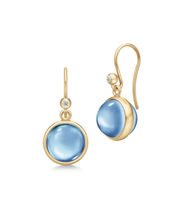 JULIE SANDLAU PRIME ØREHÆNGER FORGYLDT MED ISBLÅ KRYSTAL - HKS181GDIBCRCZ