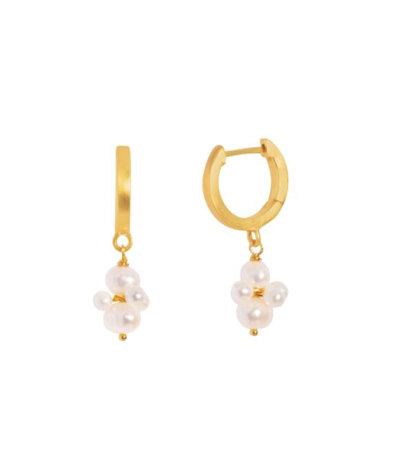 BYBIEHL PEARL CLUSTER HOOP ØRERINGE SØLV FORGYLDT - 4-1510WP-GP