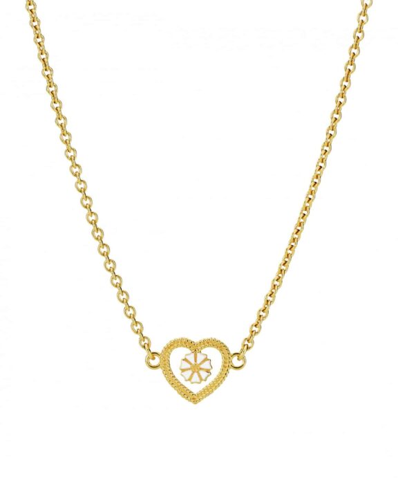 LUND COPENHAGEN HALSKÆDE MARGUERIT SNOET HJERTE SØLV FORGYLDT - 9025065-M