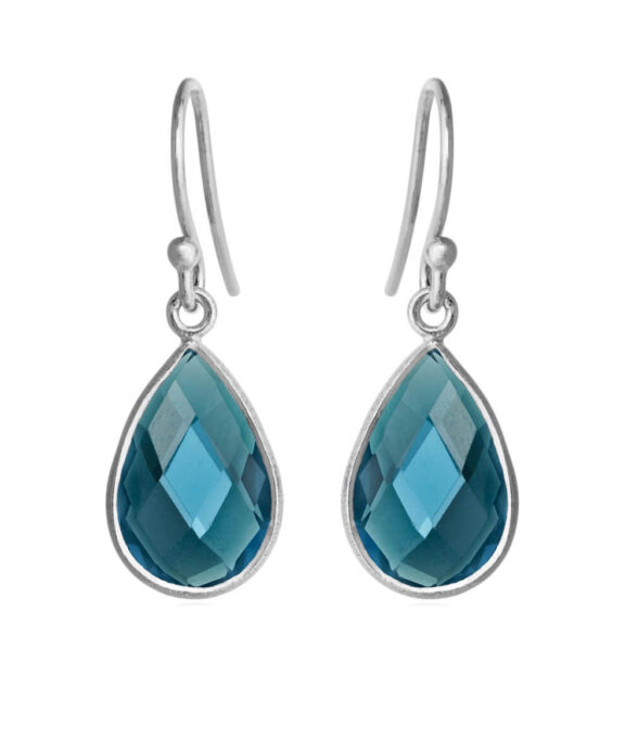 SUSANNE FRIIS BJØRNER SØLV ØRERINGE LONDONBLUE KRYSTAL - 4055-1-174