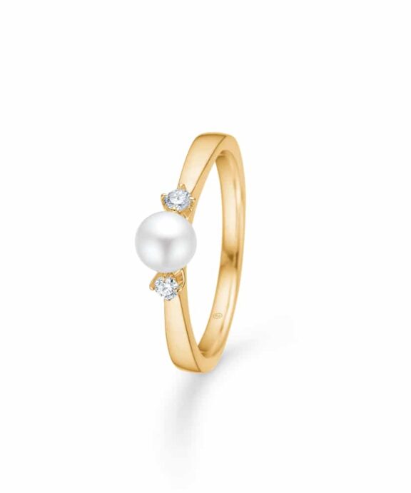 MADS Z CROWN PEARL 14 KARAT GULD RING MED PERLE OG BRILLIANT - 1543708