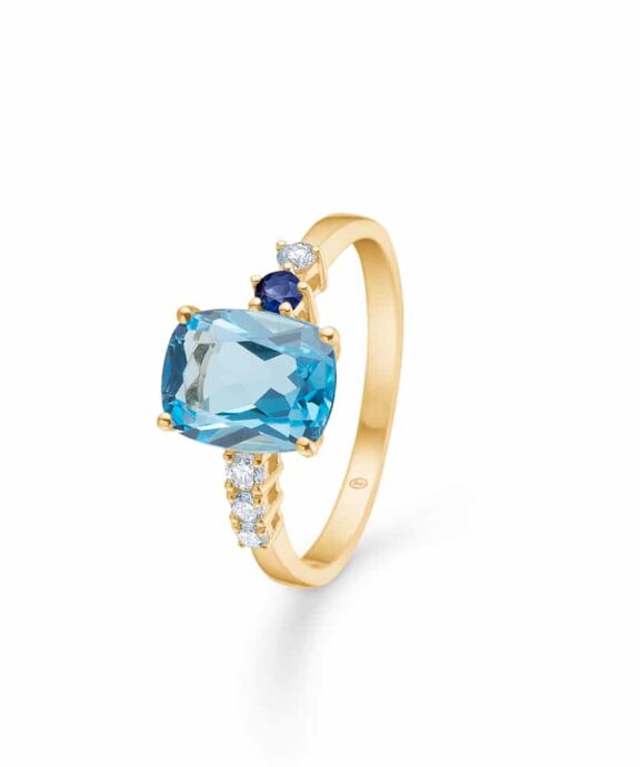 MADS Z BLUE FELICITY 14 KARAT GULD RING MED BLÅ TOPAS - 1546068