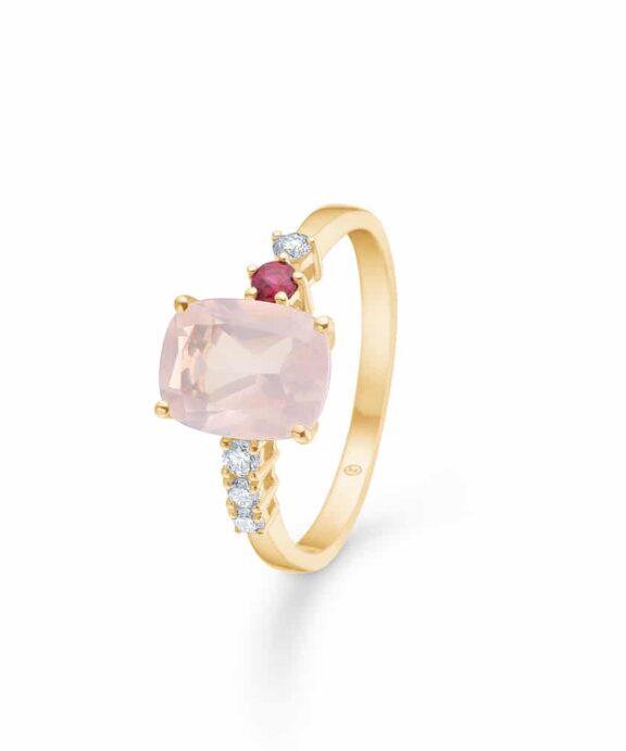 MADS Z FELICITY  14 KARAT GULD RING MED ROSAKVARTS -1546069