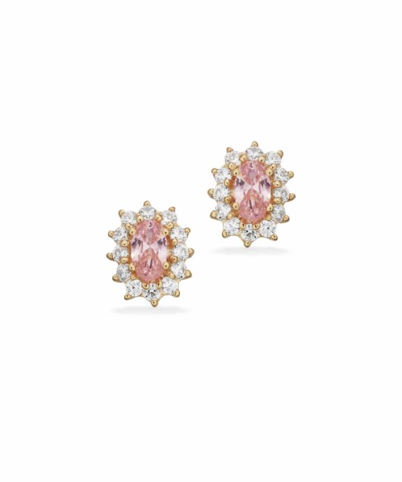 SCROUPLES ØRERINGE 8 KARAT ROSET PINK/HVID ZIRKONIA - 123463