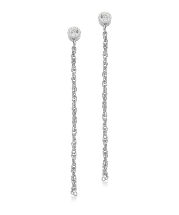 SCROUPLES ØRERINGE CORDELKÆDE SØLV MED ZIRKON - 160932