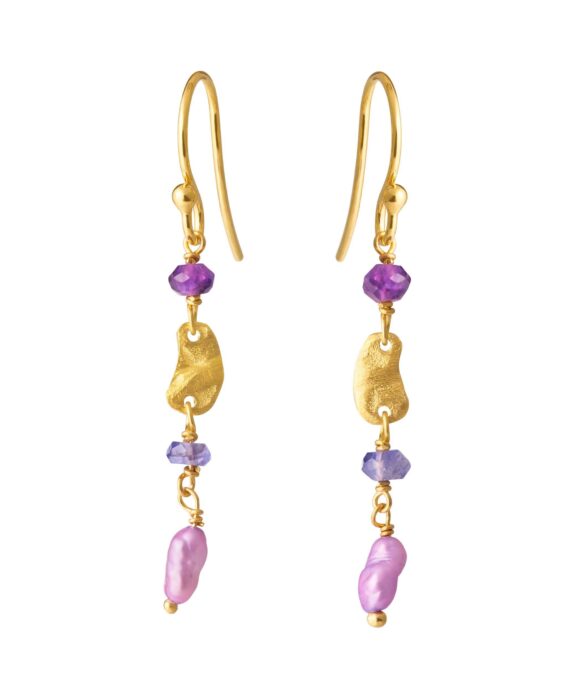 SUSANNE FRIIS BJØRNER ØREHÆNGER MED STENMIX I LILLA -  5679-2-599