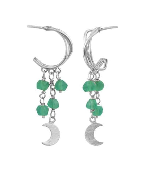 SUSANNE FRIIS BJØRNER ØRERINGE SØLV MED GRØN AGAT - 5681-1-102