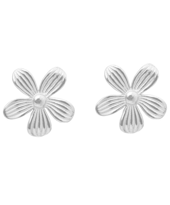 SUSANNE FRIIS BJØRNER ØRESTIK I SØLV MED BLOMST RIFLET - 5696-1-999