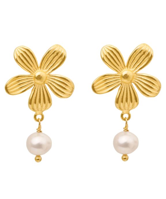 SUSANNE FRIIS BJØRNER ØRERINGE SØLV FORGYLDT BLOMST - 5696-2-900