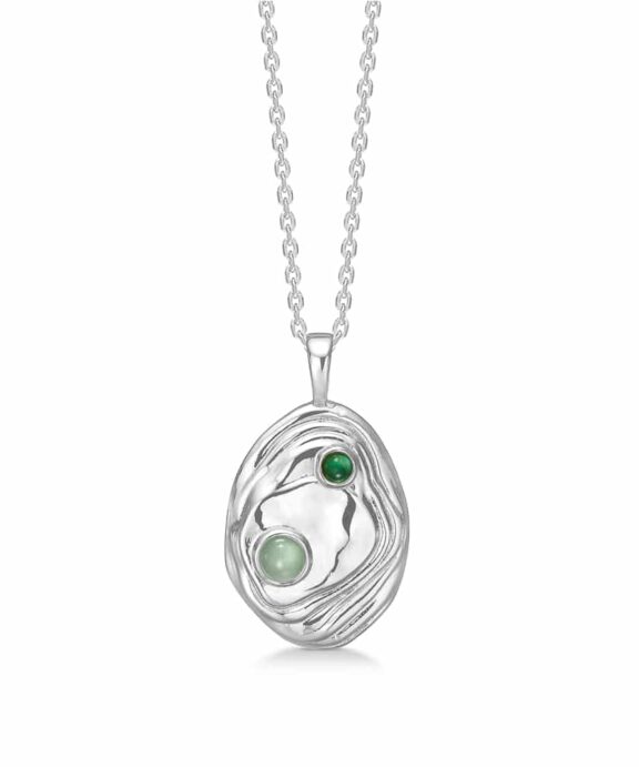 STUDIO Z  SØLV SHELL HALSKÆDE MED GRØN ZIRKONIA -7127836