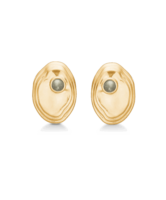 STUDIO Z SHELL ØRERINGE FORGYLDT MED GRÅ ZIRKON - 7217827