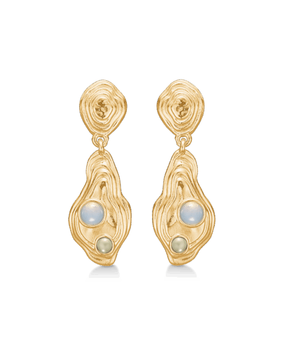 STUDIO Z SHELL ØRERINGE FORGYLDT SØLV MED GRÅ ZIRKONER - 7217828