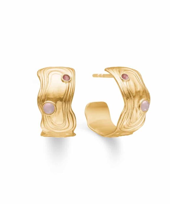 STUDIO Z SHELL ØRERINGE SØLV FORGYLDT MED ROSA ZIRKON - 7217839